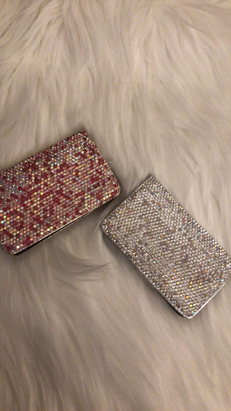TISHAA Bling Business Card Case â€“ Luxury Name ID Credit Cards Portable Holder Wallet Pocket Organizer Crystal Rhinestone Glitter Women Accessories (White) - Image 3